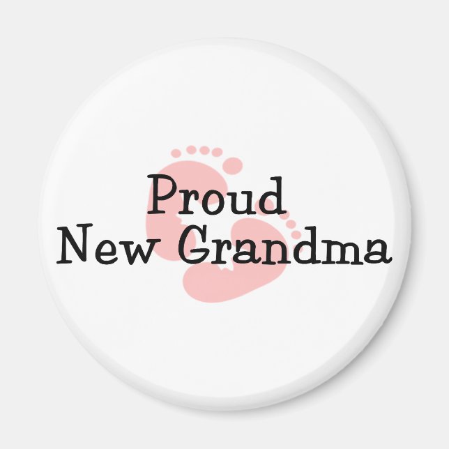 Proud New Grandma Baby Girl Footprints Magnet (Front)