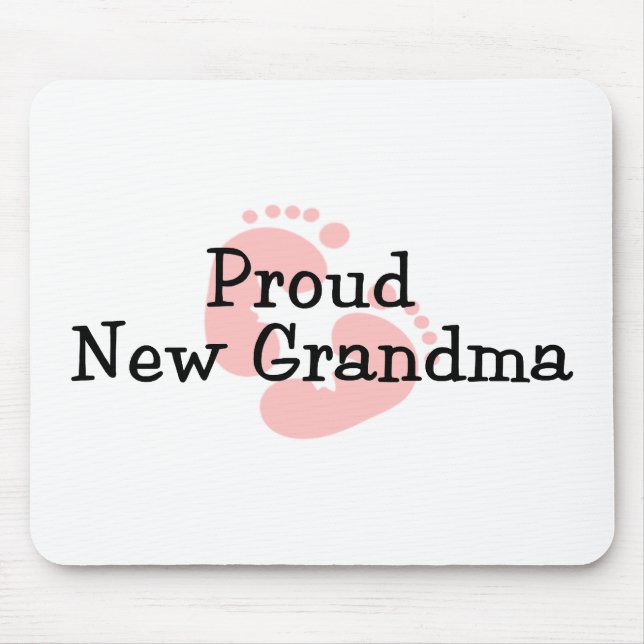 Proud New Grandma Baby Girl Footprints Mouse Mat (Front)