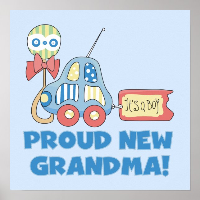 Proud New Grandma It's a Boy Gifts Poster (Front)
