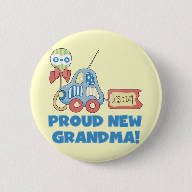 Proud New Grandma-It's a Boy Tshirts and Gifts 6 Cm Round Badge (Front)