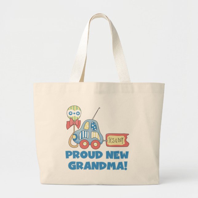 Proud New Grandma-It's a Boy Tshirts and Gifts Large Tote Bag (Front)