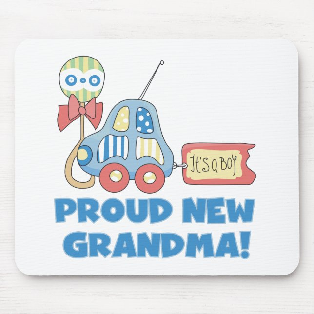 Proud New Grandma-It's a Boy Tshirts and Gifts Mouse Mat (Front)