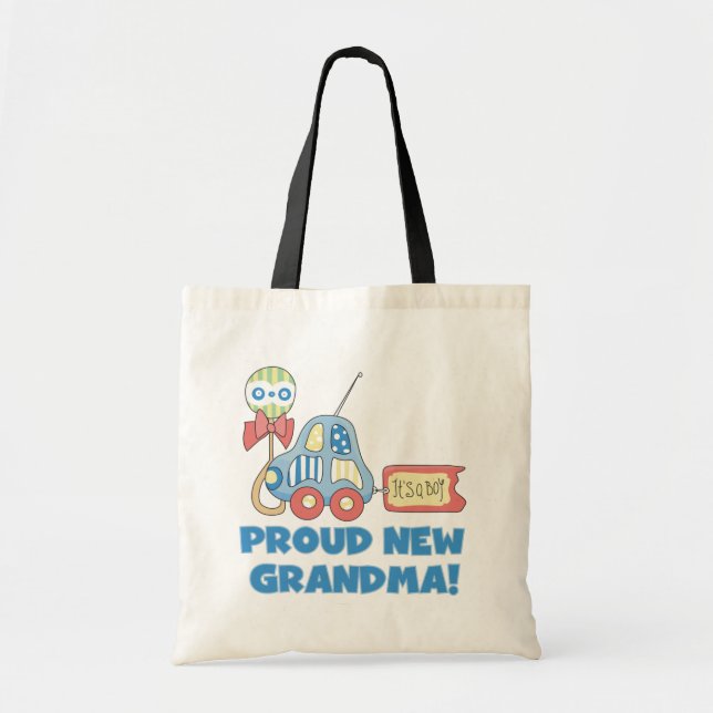 Proud New Grandma-It's a Boy Tshirts and Gifts Tote Bag (Front)