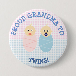 Proud new grandma to twins boy and girl Button