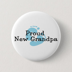 Proud New Grandpa Baby Girl Footprints 6 Cm Round Badge