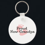 Proud New Grandpa Baby Girl Footprints Key Ring<br><div class="desc">Our Proud New Grandpa T-shirt design is available with blue or pink baby footprints for a baby girl or baby boy.  Our baby footprint new grandparent  announcement design is available on tees,  shirts,  sweatshirts,  tote bags,  hats,  buttons,  mugs & more.</div>