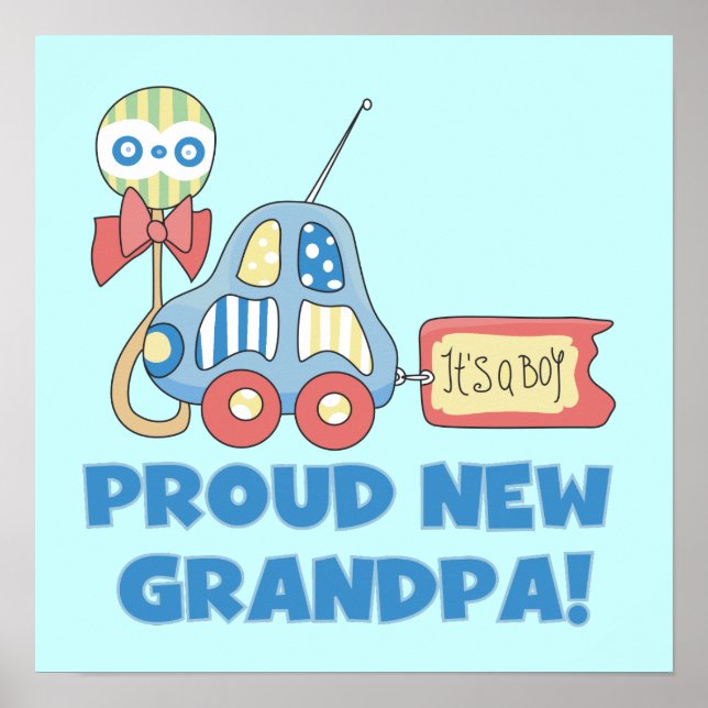 Proud New Grandpa Car It's a Boy Gifts Poster (Front)