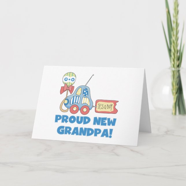 Proud New Grandpa It's a Boy TShirts and Gifts Announcement (Front)