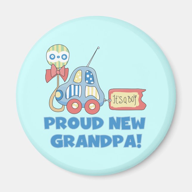 Proud New Grandpa It's a Boy TShirts and Gifts Magnet (Front)