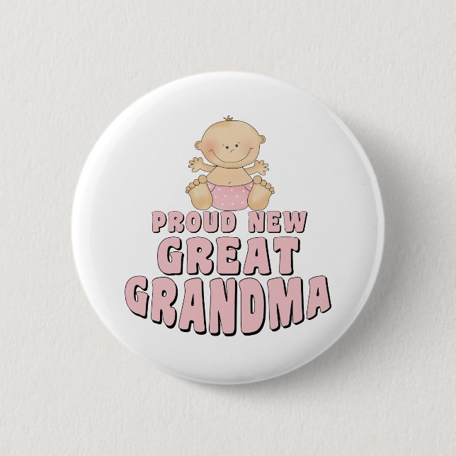 PROUD NEW Great Grandma T-Shirt 6 Cm Round Badge (Front)