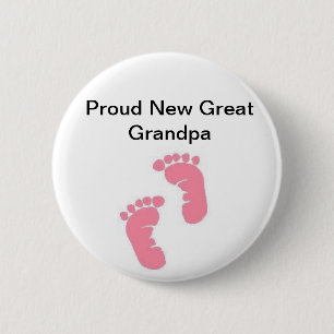Proud New Great Grandpa 6 Cm Round Badge