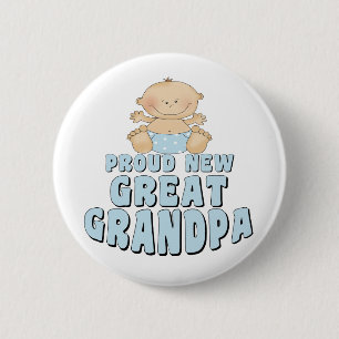 PROUD NEW Great Grandpa Boy 6 Cm Round Badge