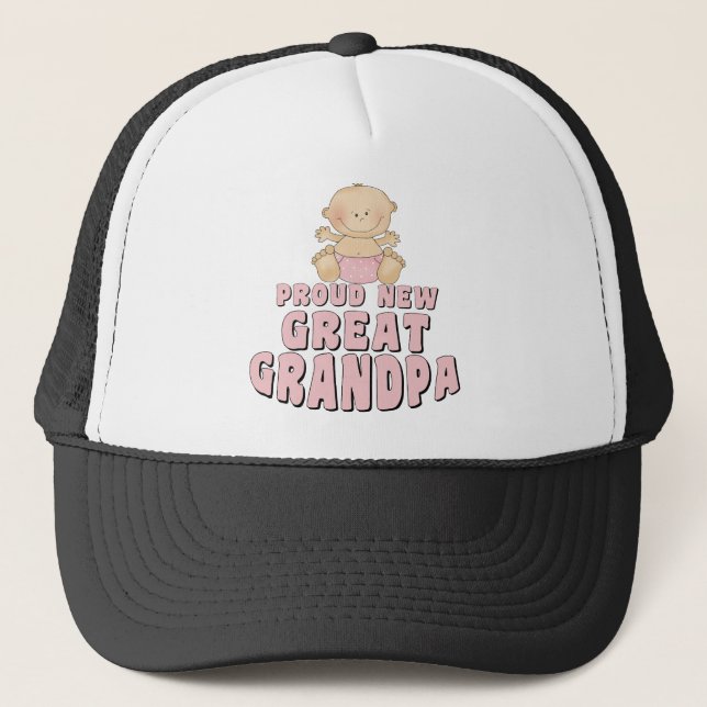 PROUD NEW Great Grandpa Girl Trucker Hat (Front)