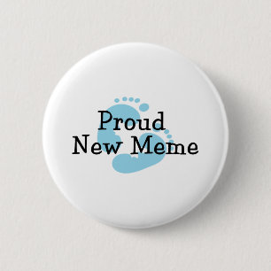 Proud New Meme Baby Boy Footprints 6 Cm Round Badge
