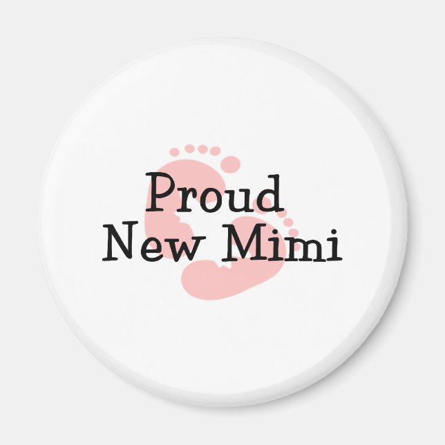 Proud New Mimi Baby Girl Footprints Magnet (Front)