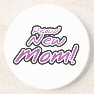 Proud New Mum Black and Purple Text Gifts Coaster