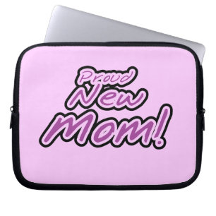 Proud New Mum Black and Purple Text Gifts Laptop Sleeve