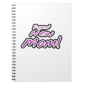 Proud New Mum Black and Purple Text Gifts Notebook