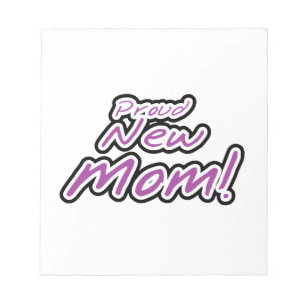Proud New Mum Black and Purple Text Gifts Notepad