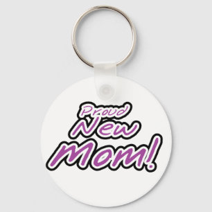 Proud New Mum Purple Text Tshirts and Gifts Key Ring
