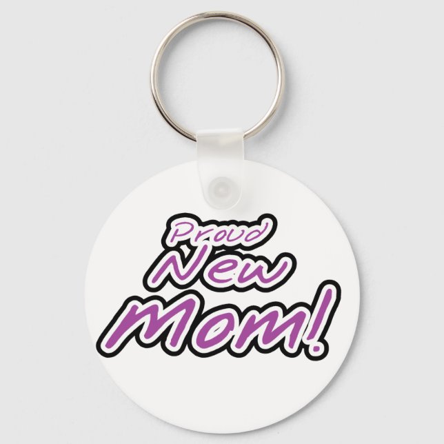 Proud New Mum Purple Text Tshirts and Gifts Key Ring (Front)