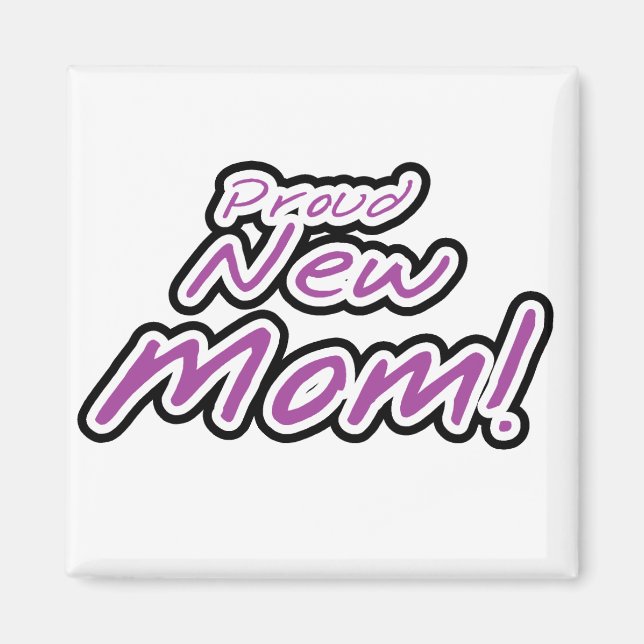 Proud New Mum Purple Text Tshirts and Gifts Magnet (Front)