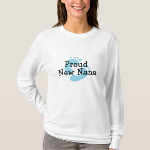 Proud New Nana Baby Boy Footprints T-Shirt