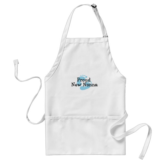 Proud New Nonna Baby Boy Footprints Standard Apron (Front)