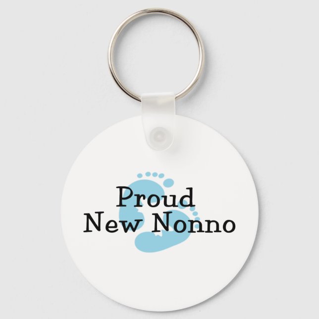 Proud New Nonno Baby Boy Footprints Key Ring (Front)
