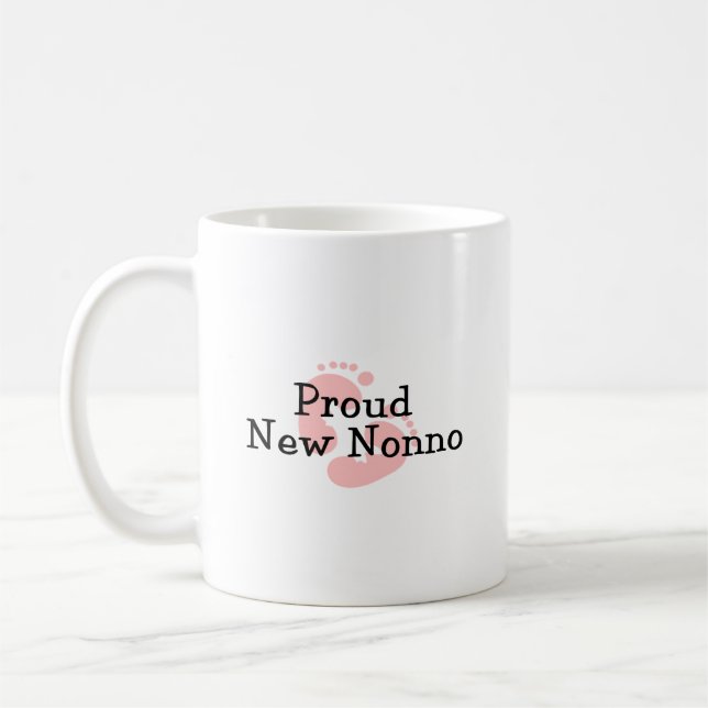 Proud New Nonno Baby Girl Footprints Coffee Mug (Left)