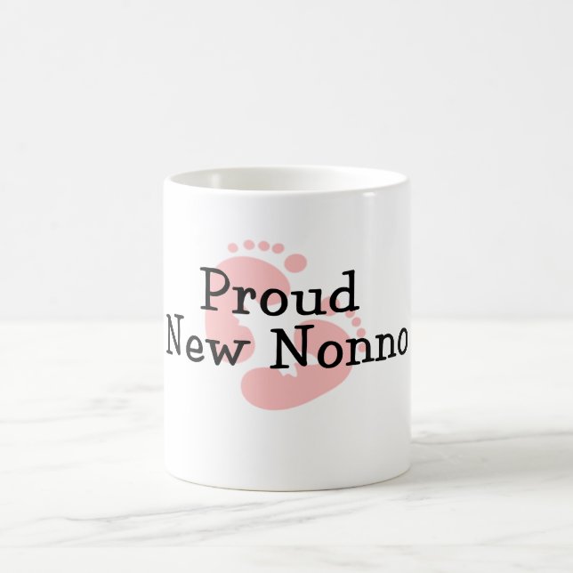Proud New Nonno Baby Girl Footprints Coffee Mug (Center)