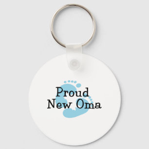 Proud New Oma Baby Boy Footprints Key Ring
