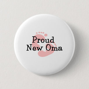 Proud New Oma Baby Girl Footprints 6 Cm Round Badge