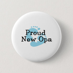 Proud New Opa Baby Boy Footprints 6 Cm Round Badge