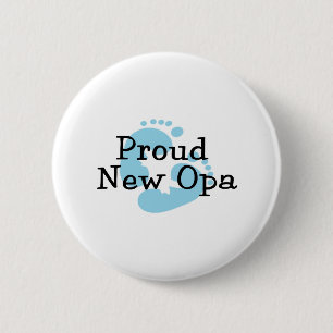 Proud New Opa Baby Boy Footprints 6 Cm Round Badge
