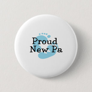 Proud New Pa Baby Boy Footprints 6 Cm Round Badge