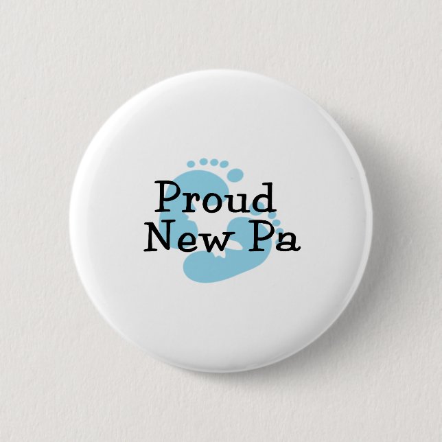 Proud New Pa Baby Boy Footprints 6 Cm Round Badge (Front)