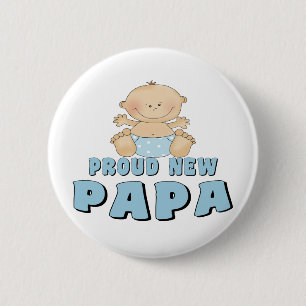 PROUD NEW Papa Boy 6 Cm Round Badge