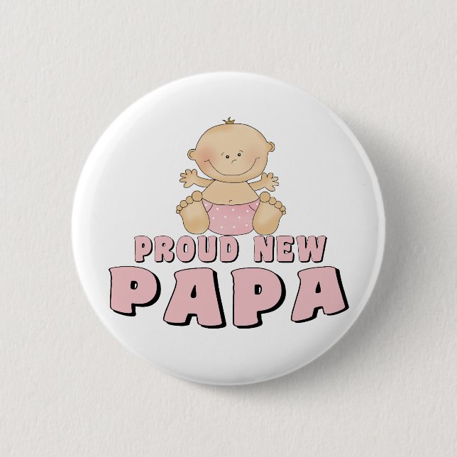 PROUD NEW Papa Boy 6 Cm Round Badge (Front)