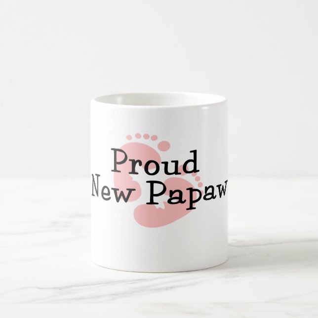 Proud New Papaw Baby Girl Footprints Coffee Mug (Center)