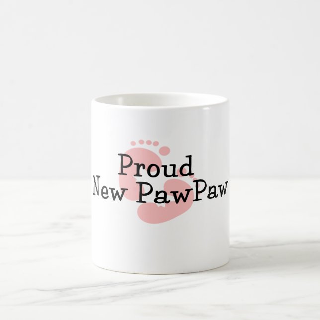 Proud New PawPaw Baby Girl Footprints Coffee Mug (Center)