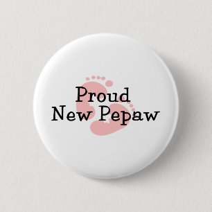 Proud New Pepaw Baby Girl Footprints 6 Cm Round Badge
