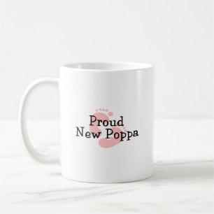 Proud New Poppa Baby Girl Footprints Coffee Mug