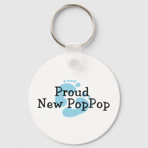 Proud New PopPop Baby boy Footprints Key Ring