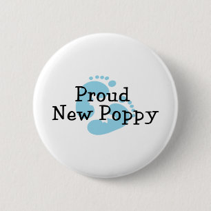 Proud New Poppy Baby Boy Footprints 6 Cm Round Badge