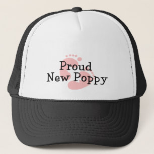Proud New Poppy Baby Girl Footprints Trucker Hat