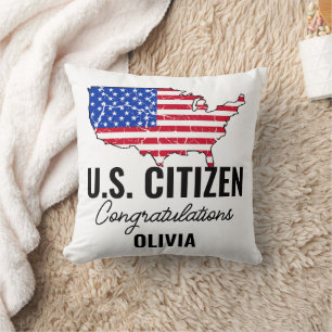 Proud New U.S. Citizen – American Map Cushion