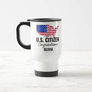 Proud New U.S. Citizen – American Map  Travel Mug