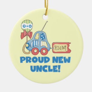 Proud New Uncle Car It's a Boy Gifts Ceramic Tree Decoration
