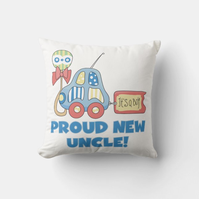 Proud New Uncle Car It's a Boy Gifts Cushion (Front)